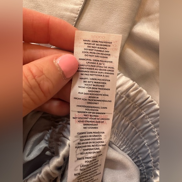 NWT NASTY GAL SATIN OVERSIZED TWO PIECE PAJAMA DUSTY BLUE - Size 8 SKU:562 - Picture 9 of 9